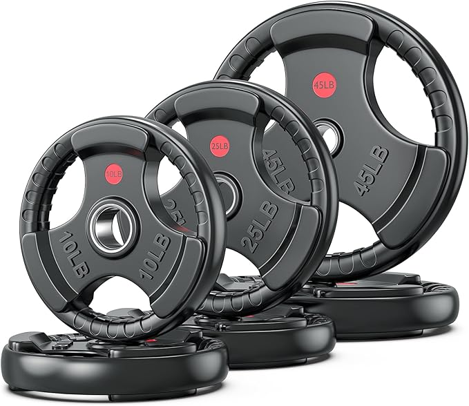 XDDIAS Rubber Weight Plates for Barbell, 2-Inch Olympic Grip Plate for Strength Training, Weightlifting and Bodybuilding in Home & Gym, Solid Cast Iron Weight Plates Pair and Sets-StrideForce Fitness