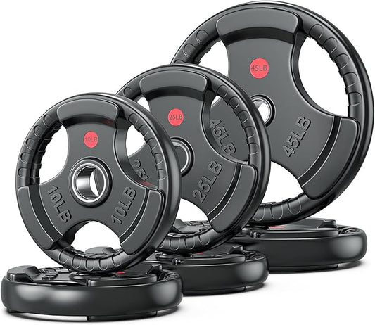 XDDIAS Rubber Weight Plates for Barbell, 2-Inch Olympic Grip Plate for Strength Training, Weightlifting and Bodybuilding in Home & Gym, Solid Cast Iron Weight Plates Pair and Sets-StrideForce Fitness