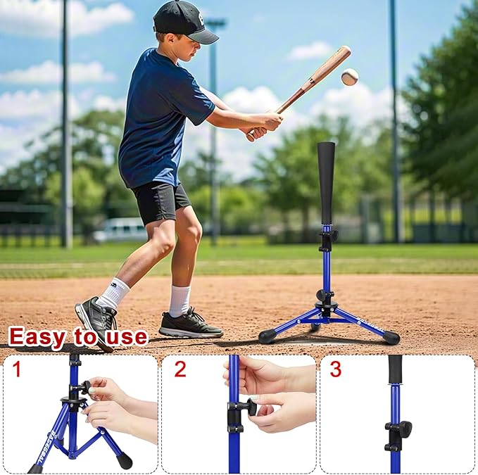 Baseball Tee for Kids,Batting Tee,Softball Tee,Youth Hitting Tee,Teeball Tee,Travel Tee,Easy Adjustable Height-StrideForce Fitness