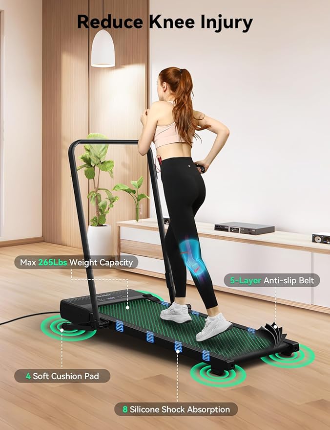 Walking Pad Treadmill, 12% 5-Level Auto Incline, 2-in-1 Under Desk Foldable w/Remote Control, 12 HIIT Mode, 265 Lbs, 7.6 MPH Max, Portable Treadmill for Office Home, No Tablet Stand-StrideForce Fitness