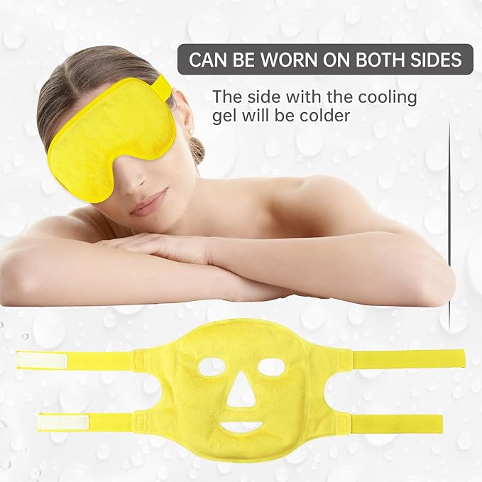 ZNÖCUETÖD Face Eye Mask Ice Pack for Reducing Puffiness, Bags Under Eyes, Puffy Dark Circles, Migraine,Hot/Cold Pack with Soft Plush Backing (Lemon Yellow)