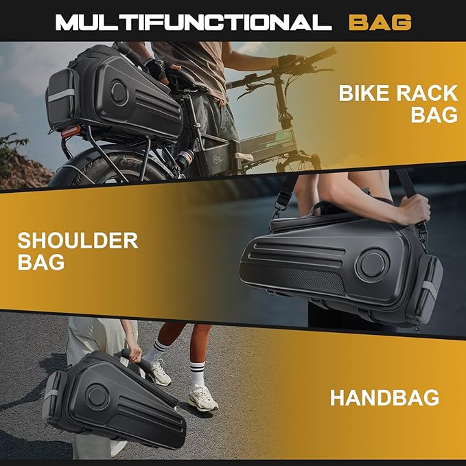 Bike Rack Bags, Hard Shell E Bike 30L Rear Rack Bag, Large Ebike Pannier with Waterproof Cover and Shoulder Strap for Commuter Travel Outdoor-StrideForce Fitness