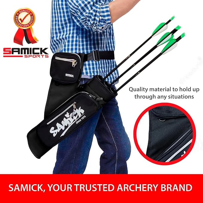 Archery Arrow Quiver - Adjustable Waist Hanged Quiver with 3 Removable Tubes & Pockets for Archery Arrows Case & Equipment - Ideal for Hunting & Target Practice - Right Handed Only-StrideForce Fitness