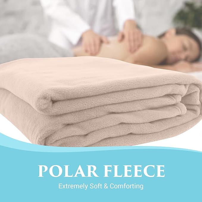 NRG Polar Fleece Blankets Fleece Massage Table Blanket - 60" x 86" - Natural - Ultra Soft, Warm & Comfortable - Lightweight Blanket Perfect for Most Massage Tables - Machine Washable-StrideForce Fitness