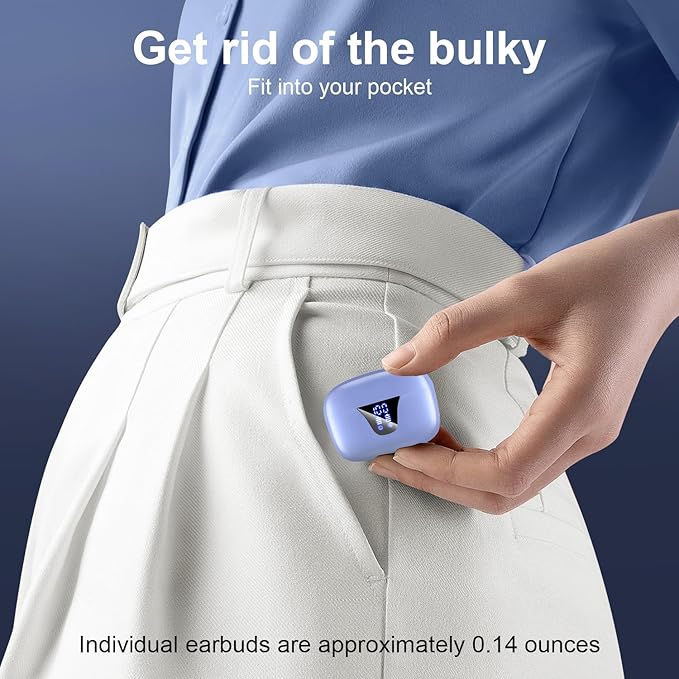 ZIUTY Wireless Earbuds Bluetooth Headphones, 50H Playtime Ear Buds with Mic, LED Digital Display Charging Case, IPX7 Waterproof, Deep Bass Stereo, in-Ear Earphone for iPhone Andriod Phone-StrideForce Fitness