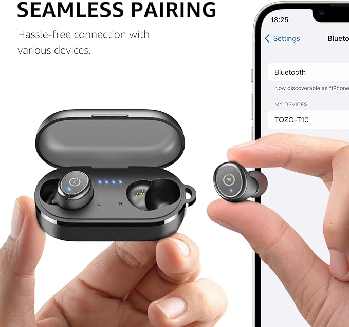 TOZO T10 Wireless Earbuds Bluetooth 5.3 Headphones, App Customize EQ, Ergonomic Design, 55H Playtime, Wireless Charging Case, IPX8 Waterproof Sound in-Ear Headset, 2025 New Version-StrideForce Fitness