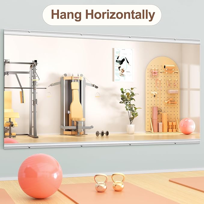 Hasipu Home Gym Mirror 71" L x 32" W - 1PC Large Full Body Mirror for Yoga, Wall-Mounted Mirrors for Fitness, Garage, Dance Studio, 0.16in Tempered Glass Frameless-StrideForce Fitness