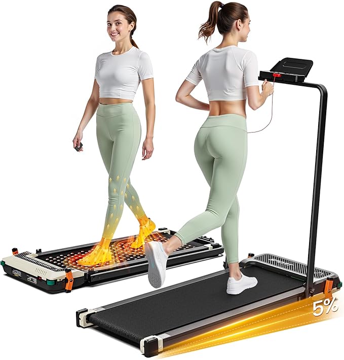 Walking Pad with Incline - Dual-Sided 2 in 1 Under Desk Treadmill with Shiatsu Foot Massager, 330LBs Walking Pad Treadmills for Home and Office, LED Display and Remote Control-StrideForce Fitness