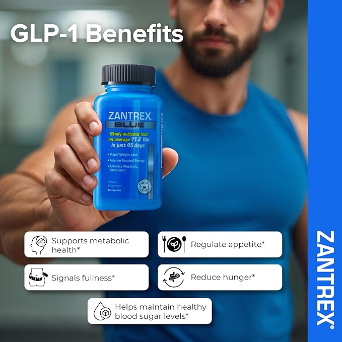 Zantrex Blue Energy & Thermogenesis Boost Energy | Weight Loss Supplement for Appetite Control, Increased Calorie Burn and Supports GLP-1 Levels | 84 Capsules-StrideForce Fitness