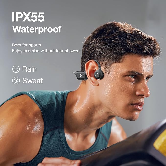 Bone Conduction Headphones, Open Ear Headphones Wireless Bluetooth with Mic, Superior Sound Running Headphones 10H Playtime, Comfortable Fit Waterproof for Music, Workouts, Travel-StrideForce Fitness