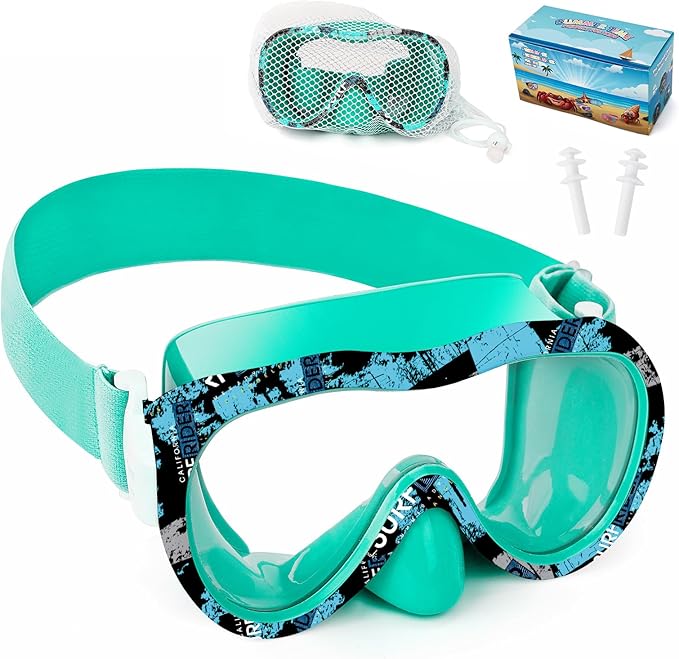 Kids Swim Goggles 180° Snorkel Diving Mask with Nose Cover, Anti-Fog Kids Swimming Goggles with Elastic Fabric Strap for Kids Boys Girls-StrideForce Fitness