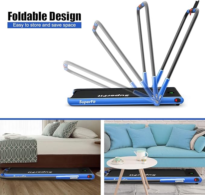 GYMAX Walking Pad, 2 in 1 Free Installation Under Desk Treadmill with Smart App, Remote Control & LED Display, 2.25HP Foldable Portable Compact Running Machine for Small Spaces Home Office-StrideForce Fitness