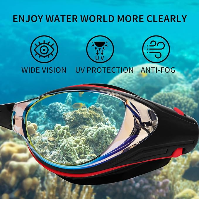Nearsighted Swim Goggles, Shortsighted Optical Swimming Goggles No Leaking Anti Fog UV Protection for Adult Men Women-StrideForce Fitness