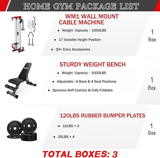 Wall Mount Cable Station, WM1 Cable Crossover Machine with 17 Positions, High and Low Cable Crossover Machine with Removable Footplate for Garage Home Gym-StrideForce Fitness