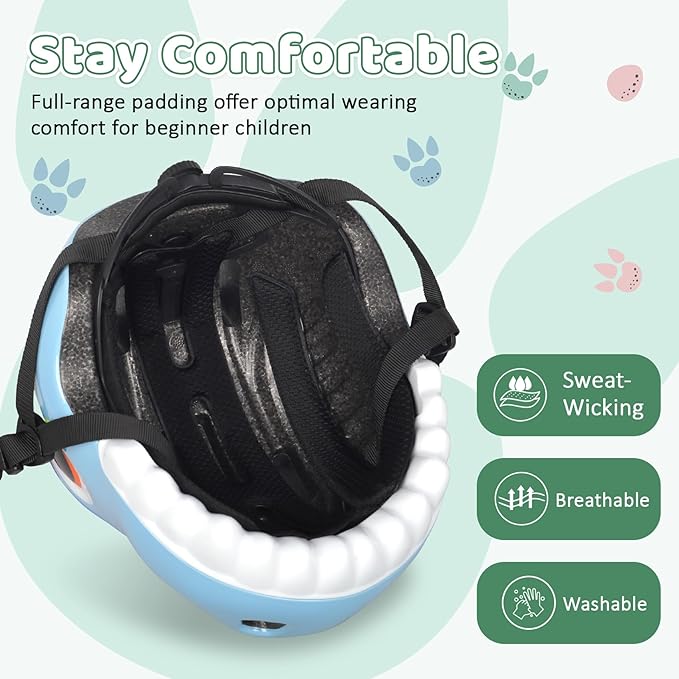 Dinosaur Bike Helmet for 1-3-5-8 Toddler Baby Kids, Lightweight Bicycle Helmet for Cycling Skateboard Roller Skate & Multi-Sports,2 Sizes for Boys and Girls-StrideForce Fitness