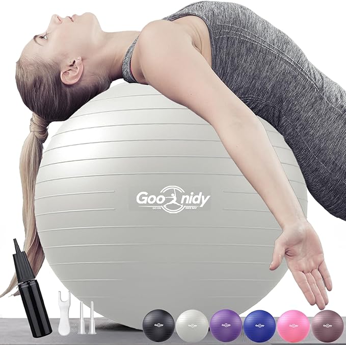 Soft Exercise ball, Anti-Burst Yoga Ball Chair Supports 2200lbs, Workout Equipment w/ Pump for Women Pregnancy, Medicine, Birthing, Physical Therapy, Stability, Excersing, Birth, Swiss, Fitness, Gym-StrideForce Fitness