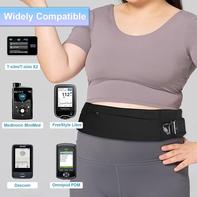 Diabetic Pump Belt Holder, Diabetes Insulin Pump Belt with Cuttable Size, Diabete Waist Running Belt for Men & Women (L:32"-48")-StrideForce Fitness