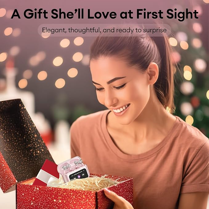 PAXA Stylish Open Ear Clip On Earbuds with Removable Butterfly Earring, Clip On Headphones with LCD Touch Screen, Fashionables Open Ear Headphones for Women, Bow Tie Earring Rose Gold Earbuds-StrideForce Fitness