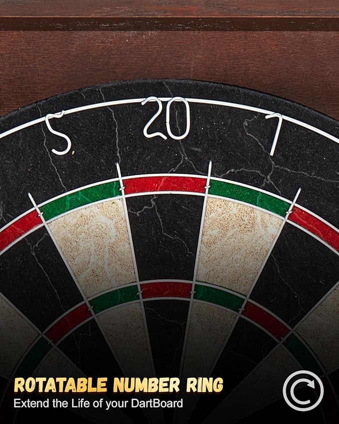 Sisal Dart Board Cabinet Sets, Decorative Dart Boards for Adults [6*Steel Darts] - Wooden Dartboard Cabinet with Integrated Scoreboard for Family Game Rooms-StrideForce Fitness