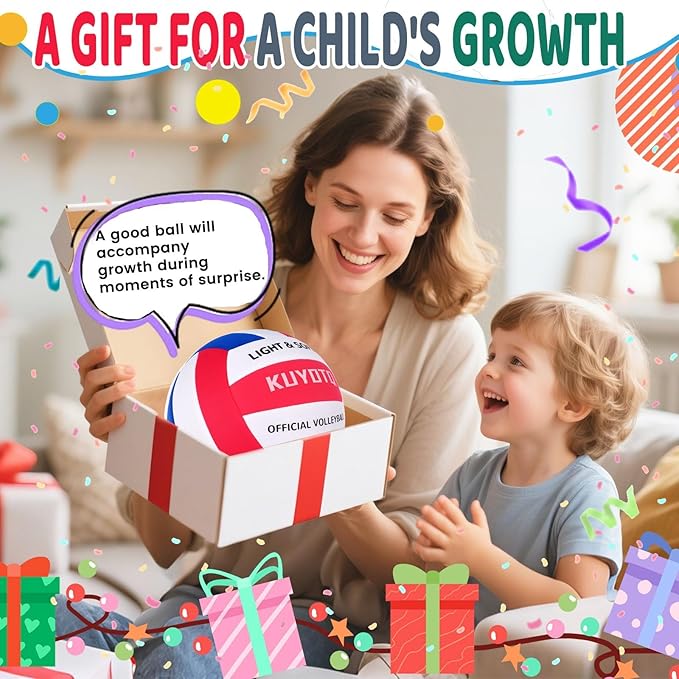 KUYUTQ Soft Light Quiet Indoor Volleyball for Kids Youth Beginners, Perfect for House Yard Training Practice Games(Deflated)-StrideForce Fitness