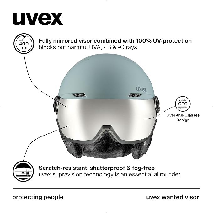 uvex Wanted Visor ski Helmet for Women & Men - Adjustable Helmet with Integrated Visor-StrideForce Fitness