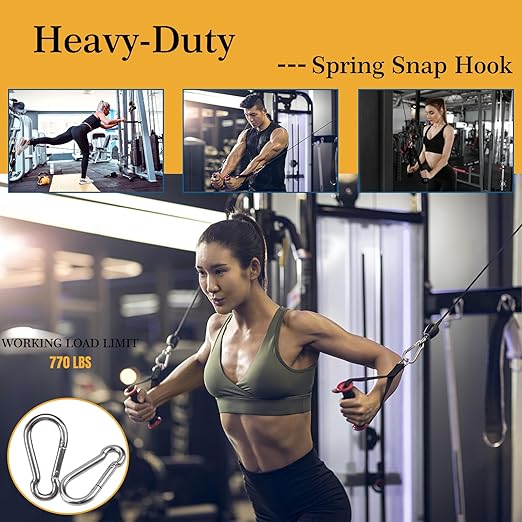 4 Inch Carabiner Clip Spring Snap Hook, 2 Pack M10 Heavy Duty Galvanized Steel Spring Snap Carabiner, Quick Link Keychain Clip for Keys Swing Set Camping Hiking Traveling (770 lbs Capacity)-StrideForce Fitness