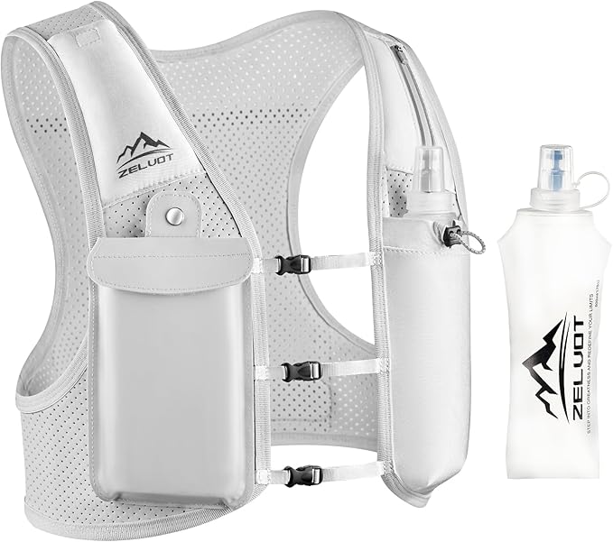 Running Vest for Women Men, USA Original Patent, Adjustable Chest Straps Running Hydration Vest with 500ml Soft Flask, Lightweight Reflective Hydration Backpack for Marathon-StrideForce Fitness