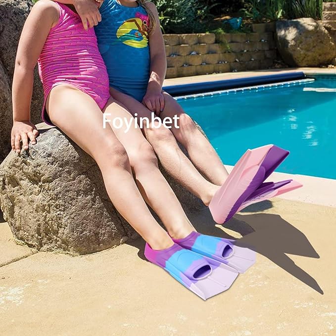 Kids Swim Fins,Short Kids Fins Youth Swimming Flippers for Lap Swimming Training for Children Girls Boys Beginners-StrideForce Fitness