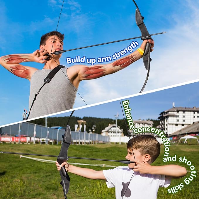 Bow and Arrow Set for Adults Beginner Teens, Dual Arrow Rest for Right and Left Handed Bows 20lbs 30lbs 40lbs Entry Level to Intermediate Archers Complete Equipped Value for Money-StrideForce Fitness