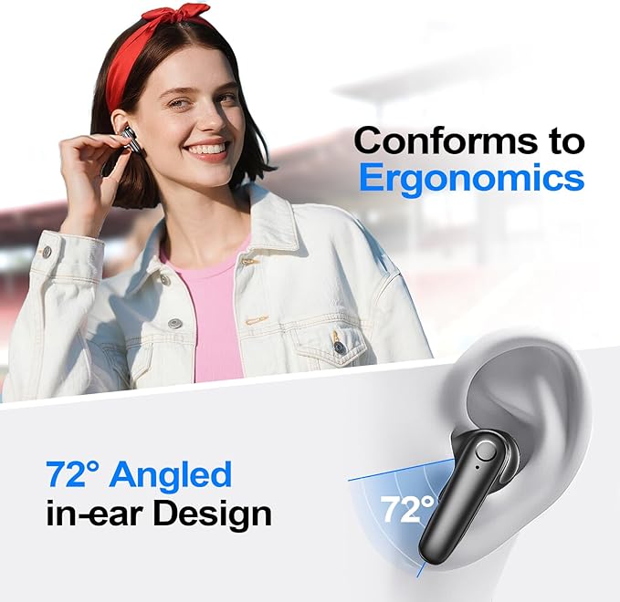 kurdene Wireless Earbuds Bluetooth 5.4 Headphones 60H Playtime Deep Bass Stereo Ear Buds with Mic Comfort Lightweight in Ear Earphones for Workout/Running Charcoal-StrideForce Fitness