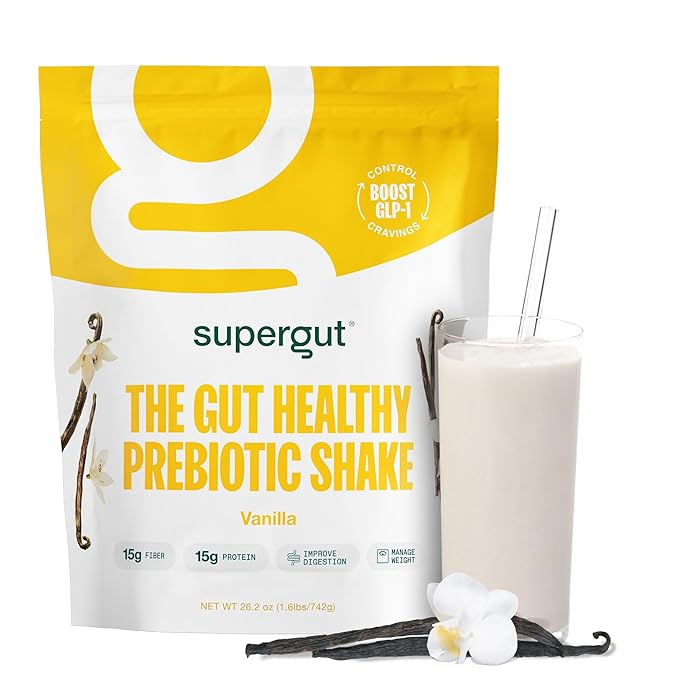 Supergut Prebiotic Shakes | Meal Replacement | Boost GLP-1 | High Protein and Fiber | No Added Sugar | Keto Food, Meal, Snack (Vanilla, 14 servings)-StrideForce Fitness