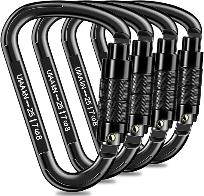 Auto Locking Carabiner Heavy Duty Carabiner 25kN UIAA Certified Climbing Carabiner Climbing Equipment Safety Carabiners for Rappelling, Hammocks, Rescue, Dog Leash, Swing-StrideForce Fitness