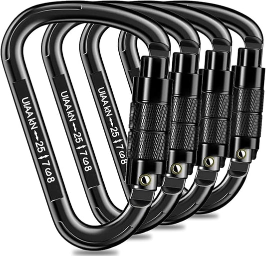 Auto Locking Carabiner Heavy Duty Carabiner 25kN UIAA Certified Climbing Carabiner Climbing Equipment Safety Carabiners for Rappelling, Hammocks, Rescue, Dog Leash, Swing-StrideForce Fitness