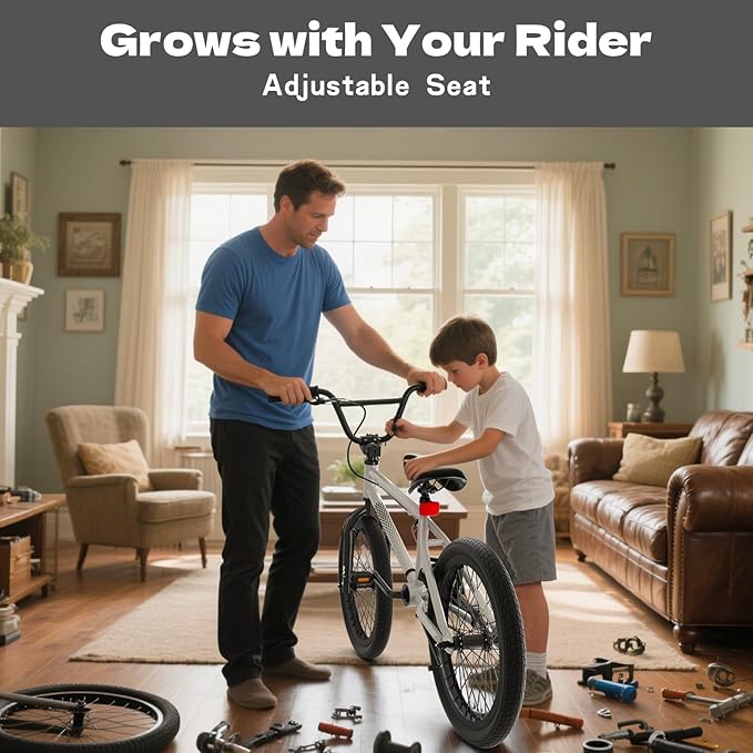 67i Boys BMX Bike 18/20 Inch Ages 8-12 Kids Bicycle with Front Rear U Brake Adjustable Seat Iron Fork 2.09" Wide Tires-StrideForce Fitness