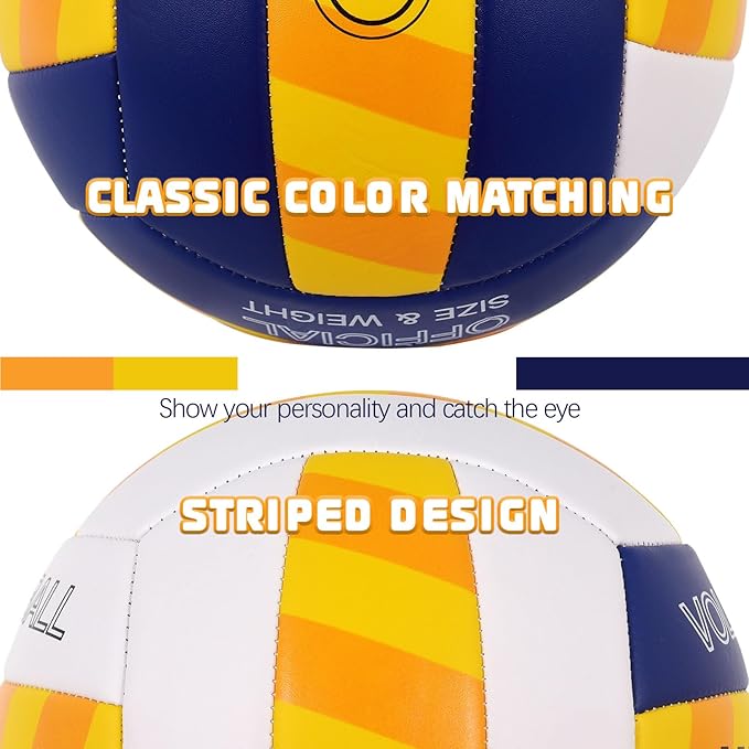 KUYOTQ Official Size 5 in&Outdoor Beach Volleyball,3MM Thickened Surface Soft Leather Youth Womens Mens Volleyball for Game Gym Training(Deflated)-StrideForce Fitness