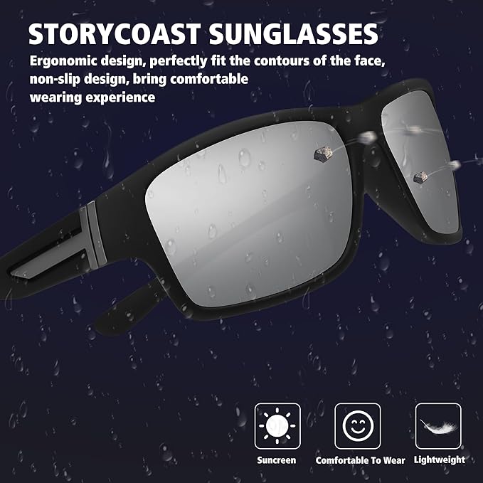 STORYCOAST Polarized Sports Sunglasses for Men Women Unbreakable Frame Cycling Fishing Driving-StrideForce Fitness