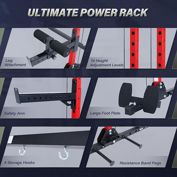 MAJOR FITNESS Drone3 Power Rack, Multi-Function Home Gym Squat Rack with Pull-Up Bar, Cable Crossover & J-Hooks, Heavy-Duty Steel Frame for Maximum Stability & Strength Training-StrideForce Fitness