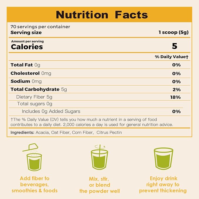 ZEBORA Fiber Supplement Powder, Soluble Prebiotic Fiber Powder Unflavored with Acacia for Digestive Health, Regularity and Hunger Control No Sugar Added, No Grit, Gluten Free, 70 Servings-StrideForce Fitness