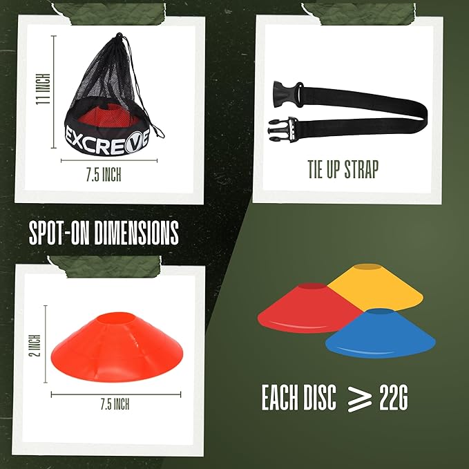 Agility Soccer Cones with Carry Bag for Sports Training - Set of 24 & 50 Orange Soccer Cones for Training Football, Basketball, Fitness - Outdoor & Indoor Drill - Coaching Practice Equipment-StrideForce Fitness