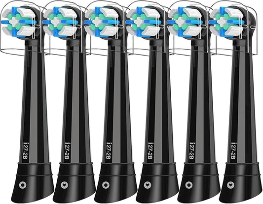6pcs iO Replacement Heads Compatible with Oral B iO,iO Series Electric Toothbrush Heads Compatible with Oral B iO 2/3/4/5/6/7/8/9/10,Medium Bristles for Effective Plaque Removal(Black)