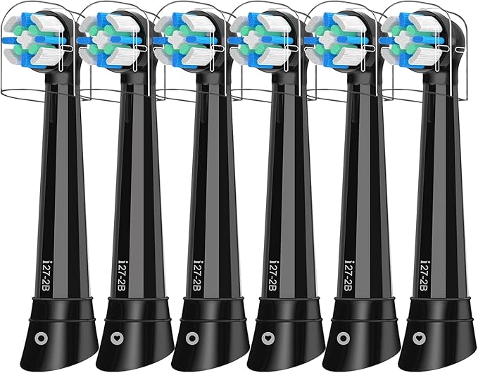 6pcs iO Replacement Heads Compatible with Oral B IO 2/3/4/5/6/7/8/9/10 Series Electric Toothbrush,Compatible with Oral B io Series Toothbrush Heads with Medium Bristles,Black