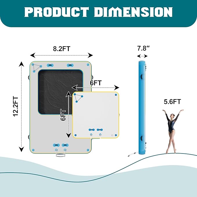 Specraft Inflatable Floating Dock, Non-Slip Air Dock Platform loating Island Raft with Rope Ladder for Pool Lake Beach Ocean-StrideForce Fitness
