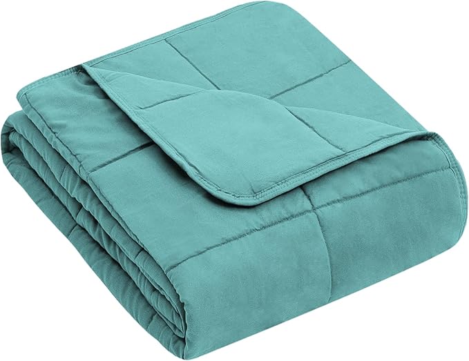 yescool Weighted Blanket (10 lbs, 41" x 60", Teal) Cooling Heavy Blanket for Sleeping Perfect for 90-110 lbs, Breathable Blanket with Premium Glass Bead, Machine Washable-StrideForce Fitness