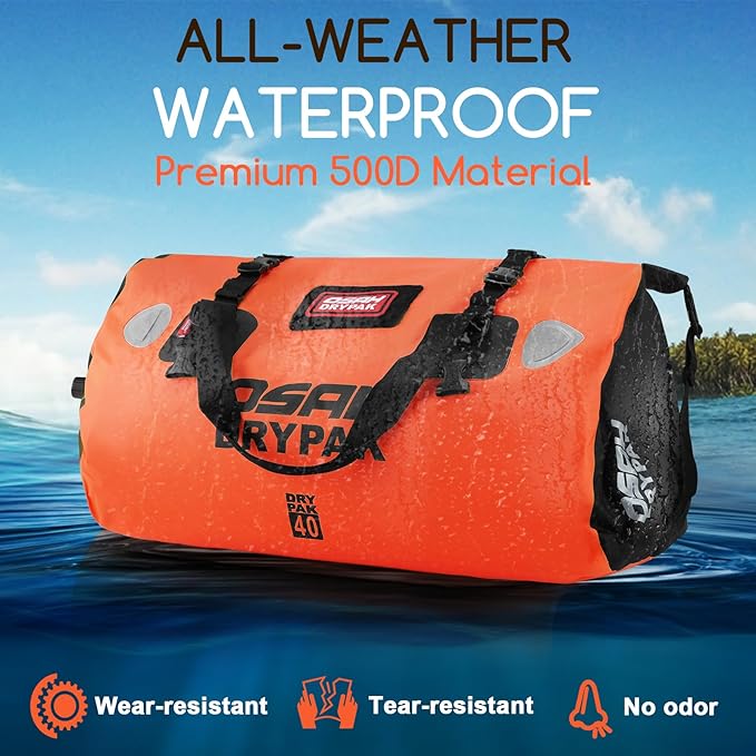 Waterproof Duffel Bag - Motorcycle Dry Bag Tail Bag with Large Storage Space, Waterproof Luggage Duffle Bags with Outer Mesh Zipper Pocket for Camping, Kayaking, Fishing & Traveling-StrideForce Fitness