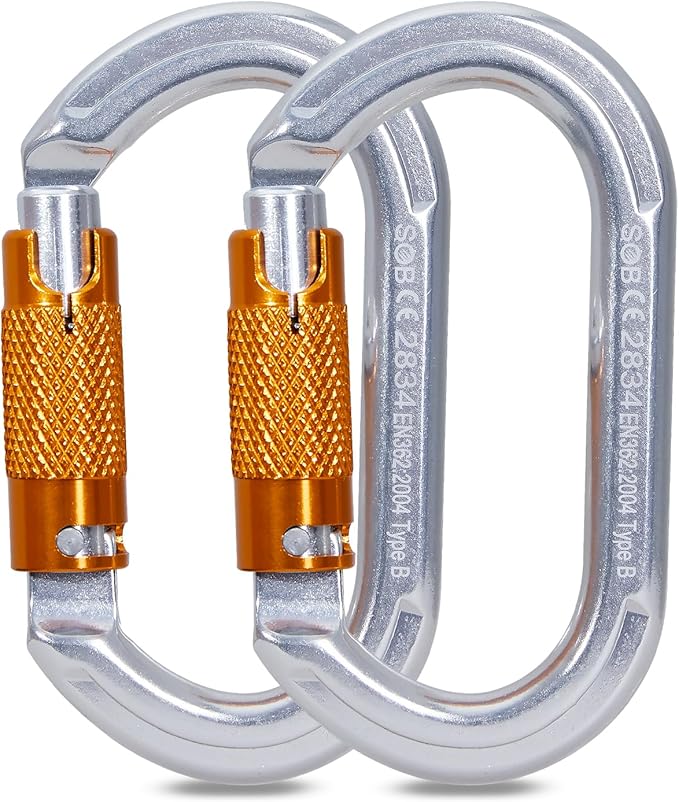 SOB Auto Locking Climbing Carabiner Clips,Heavy Duty Asymmetrical Carabiner Connector Used for Rappelling Gear Rescue Outdoor Projects Dog Leash-StrideForce Fitness