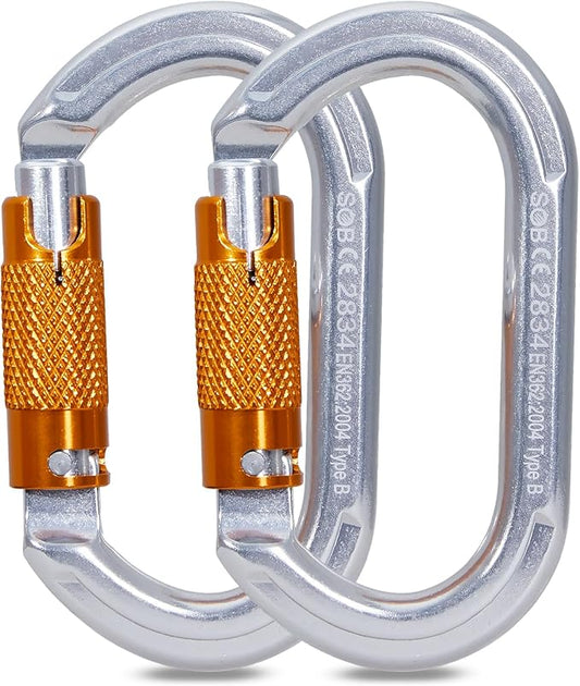 SOB Auto Locking Climbing Carabiner Clips,Heavy Duty Asymmetrical Carabiner Connector Used for Rappelling Gear Rescue Outdoor Projects Dog Leash-StrideForce Fitness