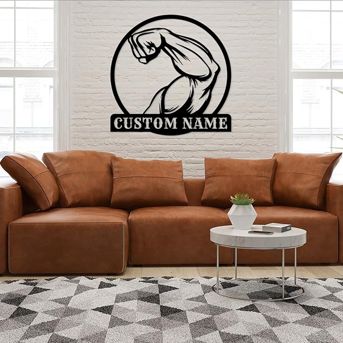 Personalized Metal Gym Sign, Custom Fitness Metal Wall Decor, Body Builder Lovers Gift, Gym Custom Unique Metal Wall Art, fitness room decor, home gym decor, gym wall art (Style-7)-StrideForce Fitness