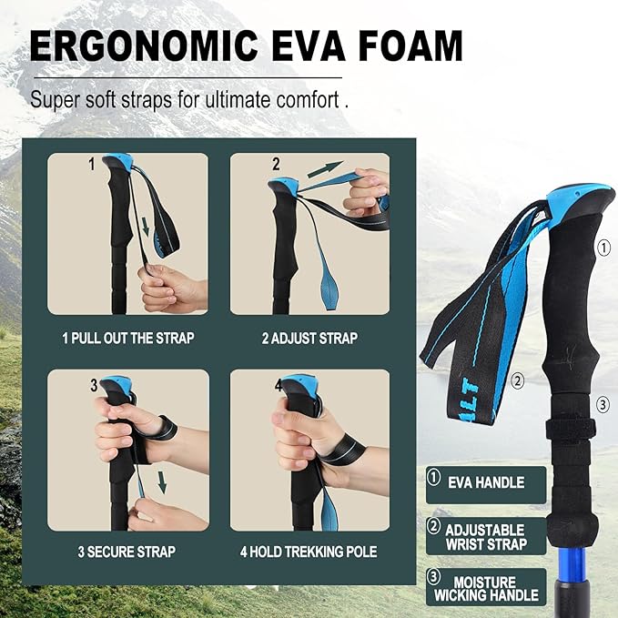 Trekking Poles Lightweight Collapsible Hiking Poles Folding Aluminum Walking Sticks 2 Pack Walking Sticks for Hiking-StrideForce Fitness