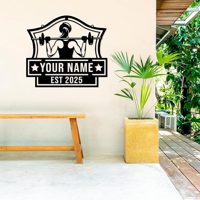 Personalized Metal Gym Sign, Custom Fitness Metal Wall Decor, Body Builder Lovers Gift, Gym Custom Unique Metal Wall Art, fitness room decor, home gym decor, gym wall art (Style-2)-StrideForce Fitness
