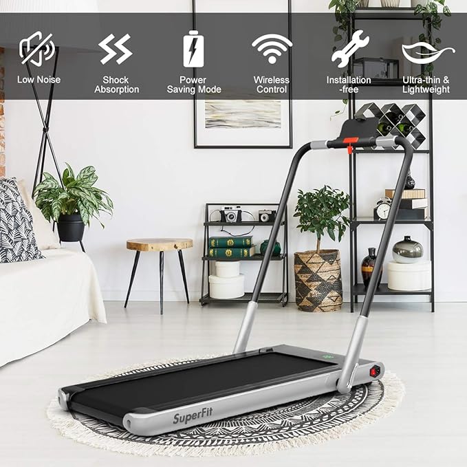 GYMAX Walking Pad, 2 in 1 Free Installation Under Desk Treadmill with Smart App, Remote Control & LED Display, 2.25HP Foldable Portable Compact Running Machine for Small Spaces Home Office-StrideForce Fitness